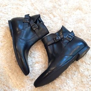 Elena Solano Black Leather Booties NWT
